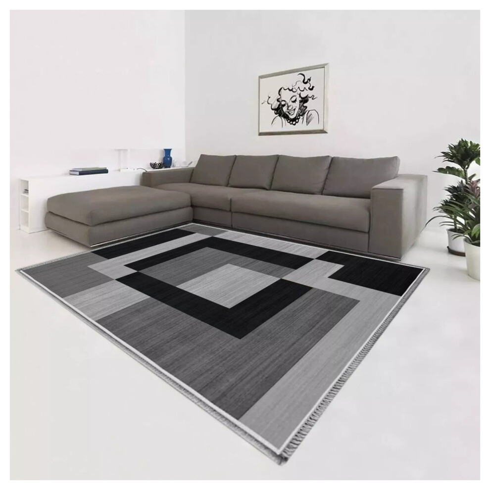 (120cm x 170cm (4ft x 5ft 6")- Small Area Rugs For Living Room Bedroom Indoor Outdoor Carpet) Large Black Rugs Living Room Carpet Runner Doormat