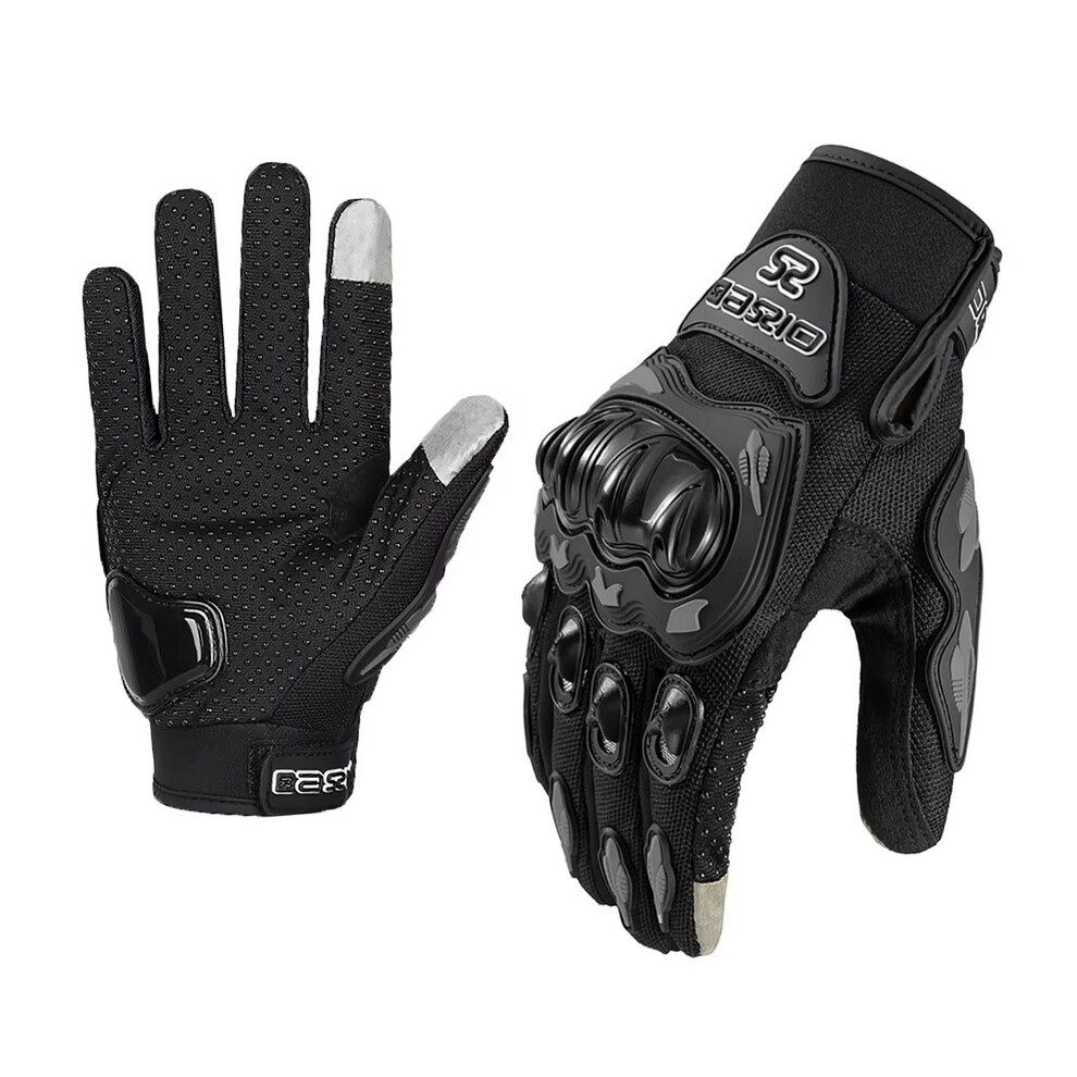 (-M) Summer Breathable Full Finger Motorcycle Gloves Non-Slip Wear-Resistant Motocross Racing Gloves Touch Screen Moto Biker Gloves Black 6923490475766