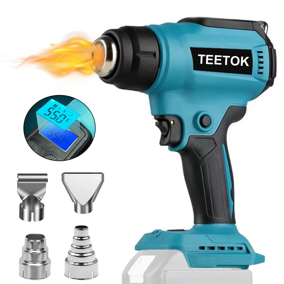 (1x Heat Gun with 4 Nozzles (No Battery)) Hot Air Gun Heat Gun Variable Temperature Control Paint Remover-Makita Battery Compatible