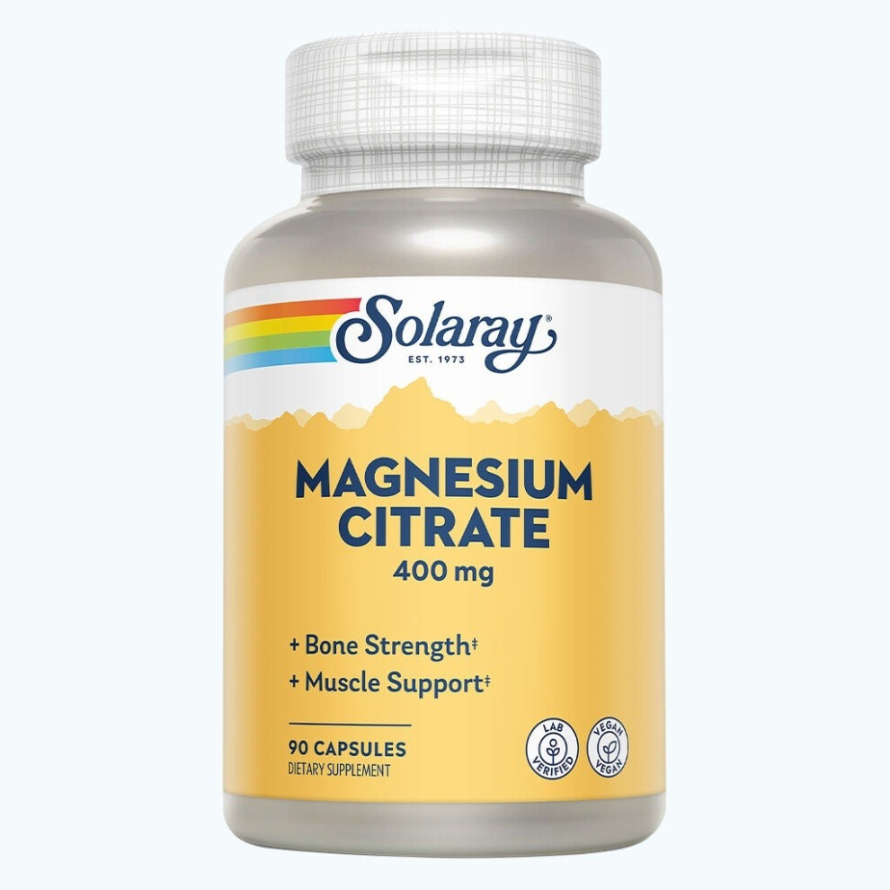 Solaray Magnesium Citrate 400 mg Capsules |High-Potency Magnesium Supplement for Muscle, Nerve, and Bone Health