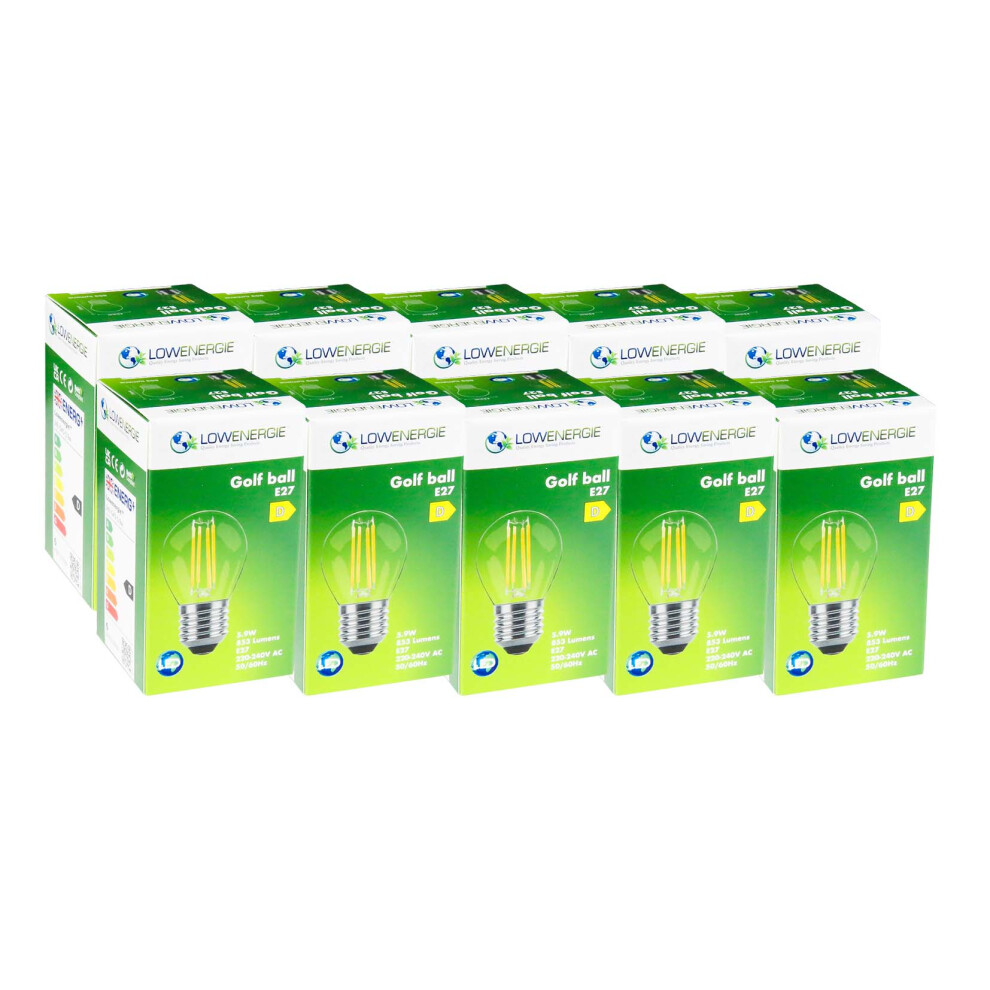 (10 Pack) LED Filament Light Bulb G45 Golf Ball E27 Screw 5.9w equiv brightness 80w Warm White Mini Globe 2700K Chandelier Energy Saving