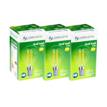 (3 Pack) LED Filament Light Bulb G45 Golf Ball E14 Screw 40w Warm White Mini Globe 2700K Band D Energy Saving