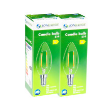 (2 Pack) LED Filament Light Bulb C37 Candle Bulb E14 Screw 2.0w equiv brightness 30w Warm White 2700K Chandelier Energy Saving
