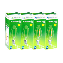 (4 Pack) LED Filament Light Bulb C37 Candle Bulb E14 Screw 2.0w equiv brightness 30w Warm White 2700K Chandelier Energy Saving