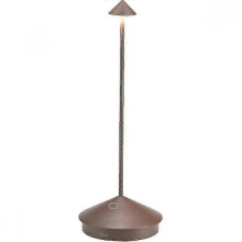 (As show, One size) Zafferano Pina Pro - Aluminum Dimmable LED Table Lamp, IP54 Protection, Indoor/Outdoor Use, Plug Charging Base, H29cm, EU Plug - Corten-WELLNGS -NEW[P