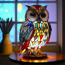 (owl, One size) Animal Table Lamp Stained Glass Stained Night Light Retro Desk Lamps Xmas Gift 2024