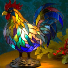 (cock, One size) Animal Table Lamp Stained Glass Stained Night Light Retro Desk Lamps Xmas Gift 2024