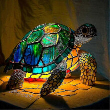 (sea turtle, One size) Animal Table Lamp Stained Glass Stained Night Light Retro Desk Lamps Xmas Gift 2024
