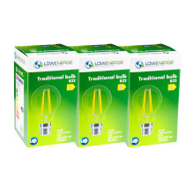 (3 Pack) LED Filament Light Bulb A60 GLS Traditional Bulb B22 Bayonet 4.5w equiv brightness 60w Warm White 2700K Energy Saving