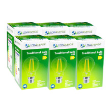 (6 Pack) LED Filament Light Bulb A60 GLS Traditional Bulb B22 Bayonet 4.5w equiv brightness 60w Warm White 2700K Energy Saving