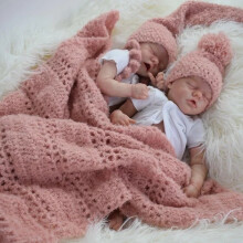(45cm, Twin A) 45cm Silicone Handmade Doll Lifelike Twins Babies Toys with Full Vinyl Girl Body Kids Toy Gift
