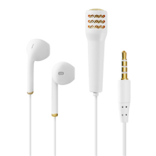 (White) Singing Earphone Microphone Practice Singing Artifact Live Broadcast Shocking Sound Wired Earpiece Earbud 1.2m Length 3.5mm Plug