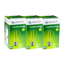 (3 Pack) LED Filament Light Bulb A60 GLS Traditional Bulb E27 Screw 6.6w equiv brightness 100w Warm White 2700K Energy Saving