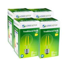(4 Pack) LED Filament Light Bulb A60 GLS Traditional Bulb E27 Screw 6.6w equiv brightness 100w Warm White 2700K Energy Saving