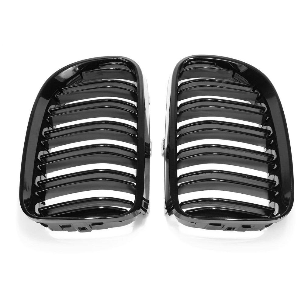 Pair New Gloss Black Front Kidney Grill Grille For BMW 3-Series E92 E93 Facelift