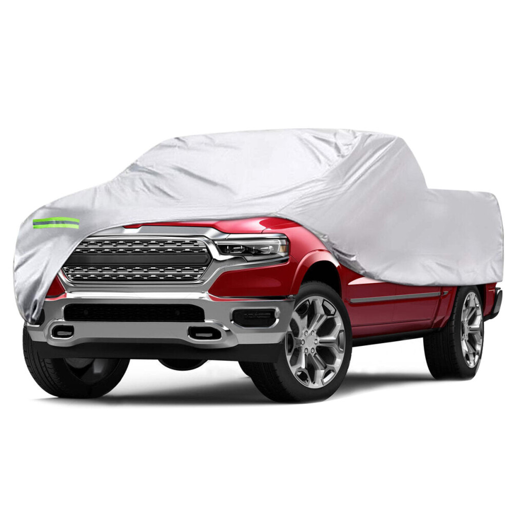 Pickup Truck Full Covers 190T Painted With Windproof Straps Sun Uv Snow Dust Resistant Protection Indoor Outdoor Silver 4250937607926