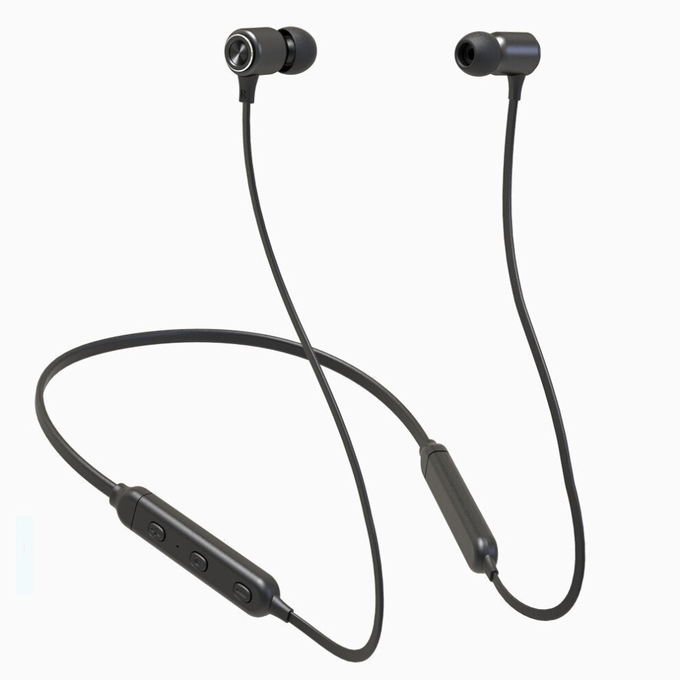 (Black) In-Ear Sports Headphones Bluetooth Wireless Noise Reduction Neckband Earphone With Mic Black 6112212293041
