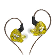 (Yellow, With Mic) In Ear Earphone Metal Headphones Wired Earbuds Deep Bass Headset Noise Cancelling IEM KZ EDX ZST ZSN PRO ZST X