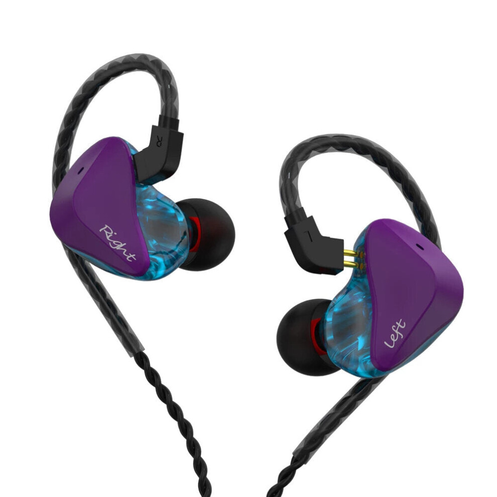 (Purple Blue, Without Mic) Dynamic Wired In-Ear Earphones Monitor Noise Cancelling Sport Music Headphones With Detachable Cable