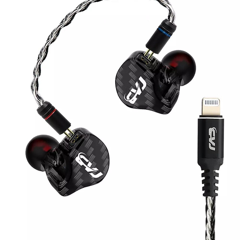 (, Standard) Certified For Lightning Earphones Socket 1Dd + 1Ba Stereo Bass Headsets With Microphone Black 6112212291337