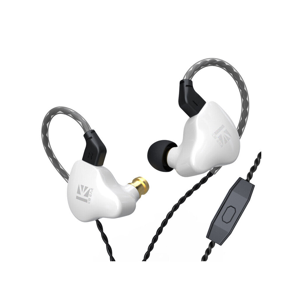 (White, With Mic) Dual Magnectic Circuit Dynamic In Ear Earphone Running Sport Hi-Fi Wired Headphones With Mic Earbuds Kbear KS2 KB06