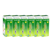 (6 Pack) LED Filament Light Bulb C37 Candle Bulb E14 Screw Warm White 2700K Band D Energy Saving