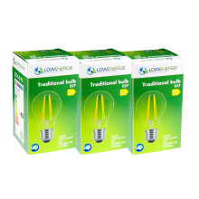 (3 Pack) LED Filament Light Bulb A60 GLS Traditional Bulb E27 Screw 10.5w equiv brightness 150w Warm White 2700K Energy Saving