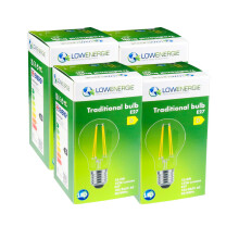 (4 Pack) LED Filament Light Bulb A60 GLS Traditional Bulb E27 Screw 10.5w equiv brightness 150w Warm White 2700K Energy Saving