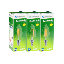 (3 Pack) LED Filament Light Bulb C37 Candle Bulb E14 Screw Warm White 2700K Band D Energy Saving