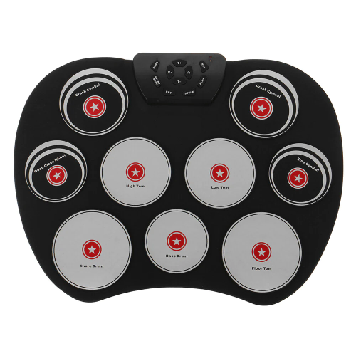 Portable Electronics Drum Set Roll Up Drum Kit 9 Silicone Pads USB Powered with Foot Pedals Drumsticks USB Cable 2