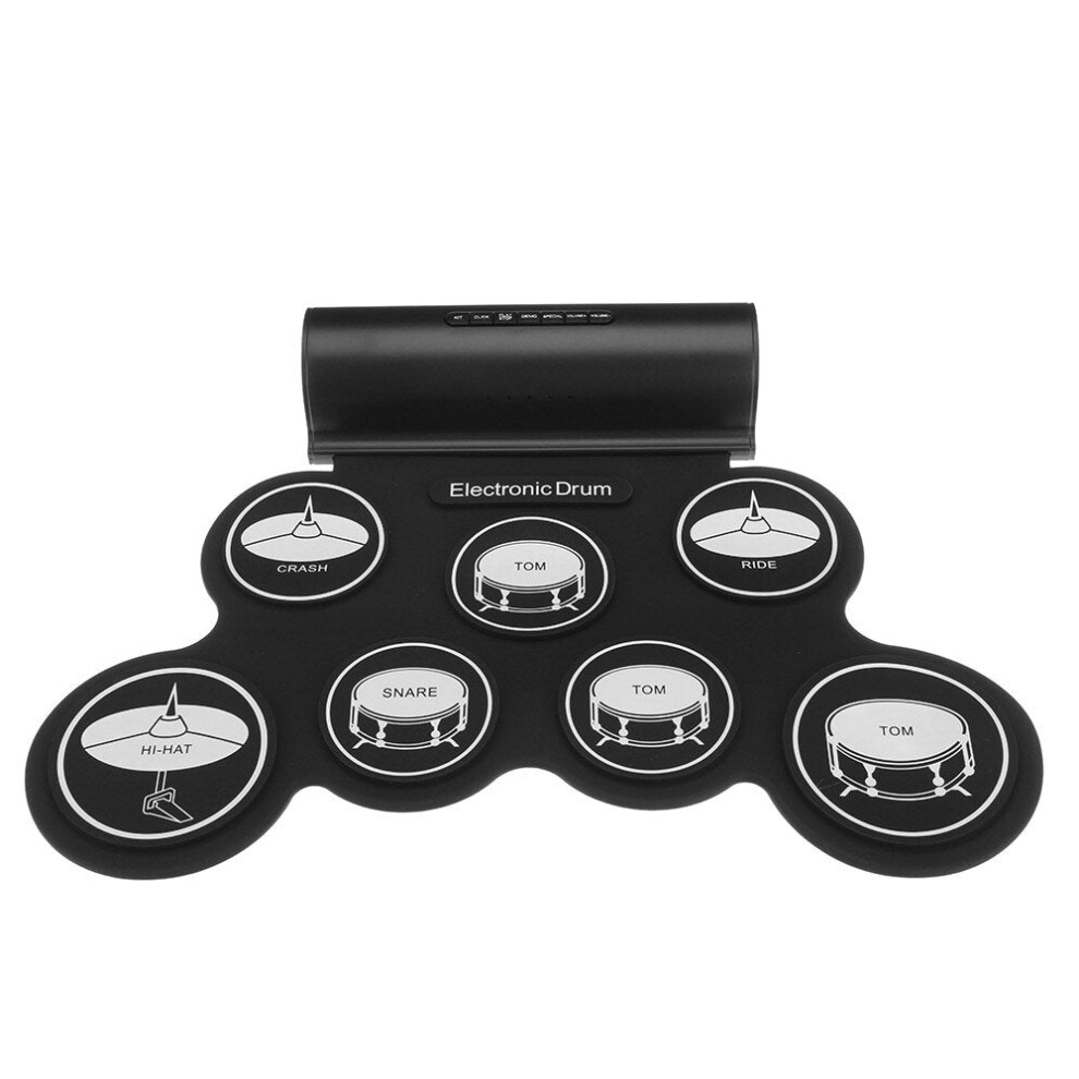 Electronic Drum Digital USB MIDI 7 Pads Roll Up Set Silicone Electric Drum Pad Built-in Speakers with Drumsticks Sustain Pedal