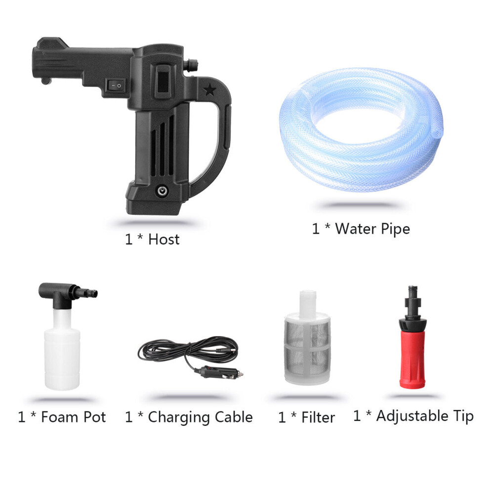 (Without Battery) Rechargable High Pressure Car Washer Cleaning Wand Nozzle Spray Guns Flow Controls Tool W/ Filter Water Inlet