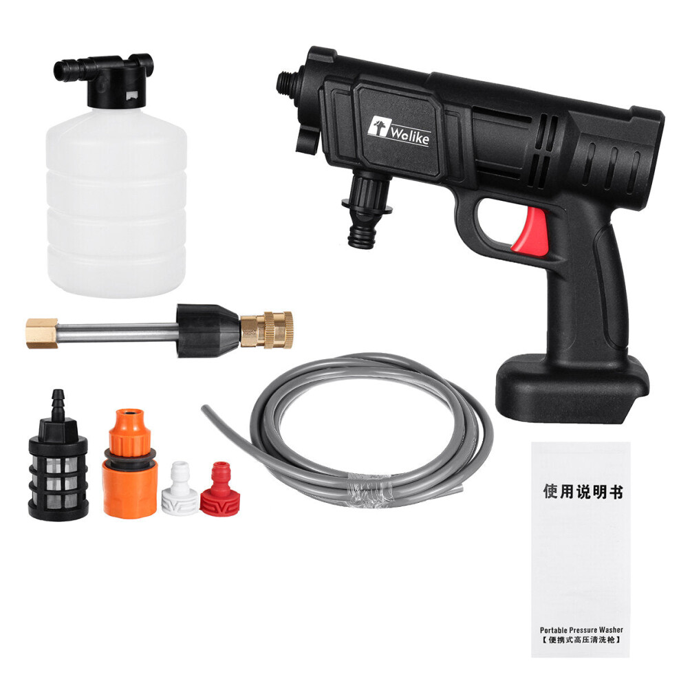 (UK Plug, One Battery) 2000W 90Bar 22000mAh Cordless High Pressure Car Washer Spray Water Pump Portable Car Wash Pressure Cleaner Cleaning Machine