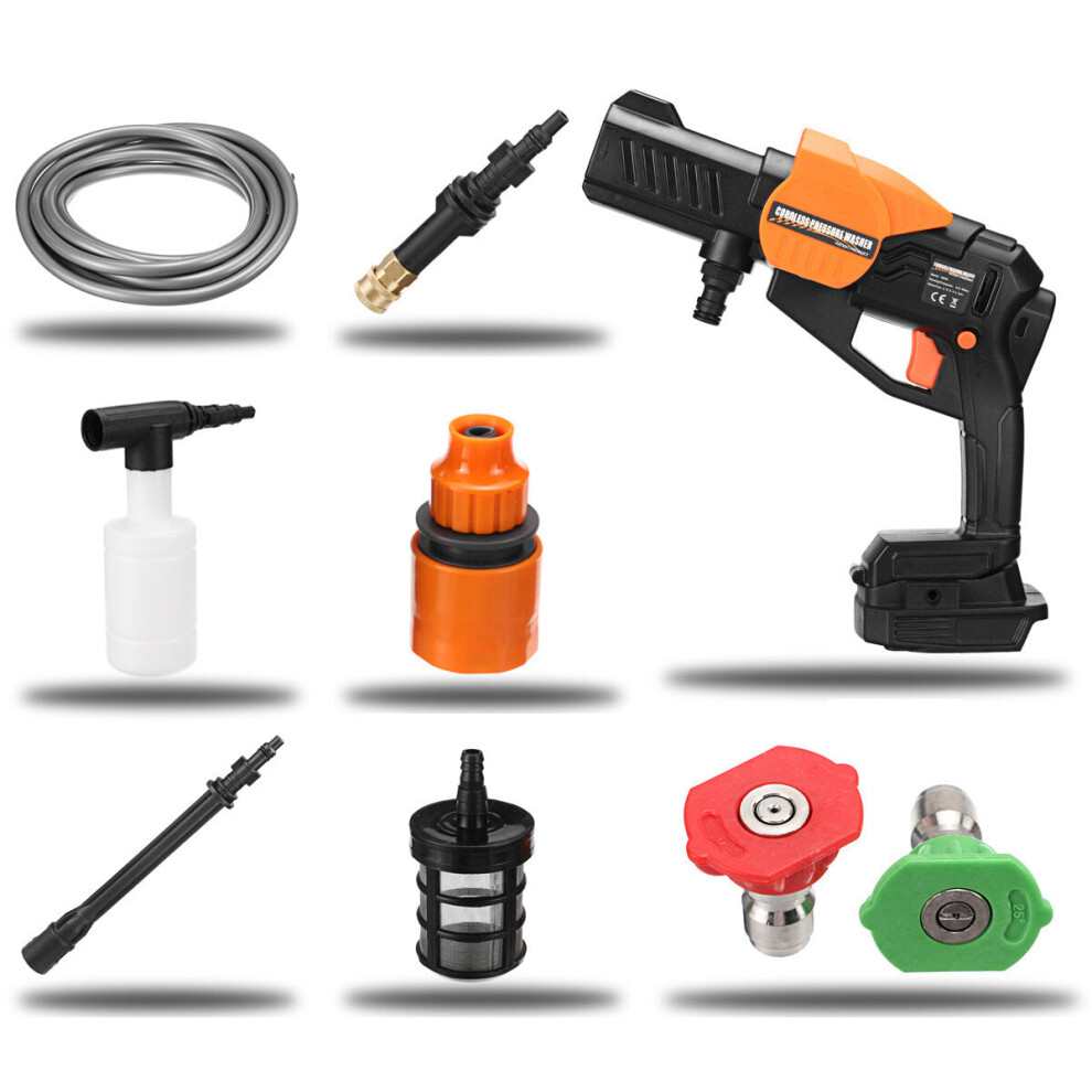 (Without Battery) 24V 300W Cordless High Pressure Washer 1000mAh Car Washing Machine Spray Guns Water Cleaner W/ Battery For Makita