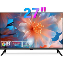 ZOSHING 27-Inch Full HD 1080p IPS LED TV with T2 Tuner, HDMI/USB, 12V DC & 230V AC, Wall-Mount for Caravan & Small Kitchen