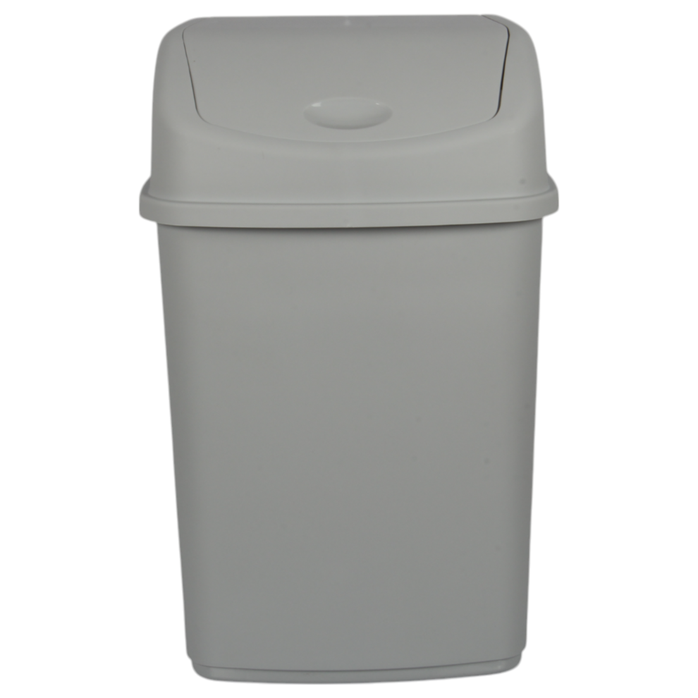 (Grey Bin - Grey Lid) Jolie Max 35L Large Swing Top Kitchen Bin. Plastic Dustbin with Flip Top Lid.