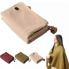 (green) Portable Heated Shawl, Portable Soft Zipper Electric Heated Blanket Shawl