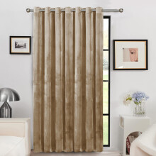 (Beige, 66" x 84" (167cm x 213cm)- Door Curtain Single Panel) Velvet Curtains Eyelet Ring Top Ready Made Lined Pair Panel