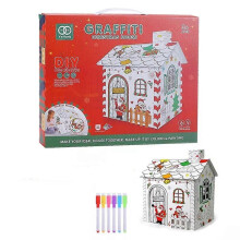 (Without music) Christmas Playhouse Color, Kids Cardboard Coloring House, Diy Life-Size House