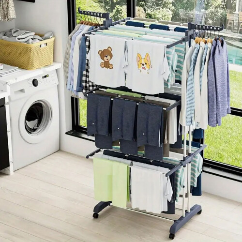 NEO (Grey) Neo 4 Tier Folding Clothes Horse Drying Rack