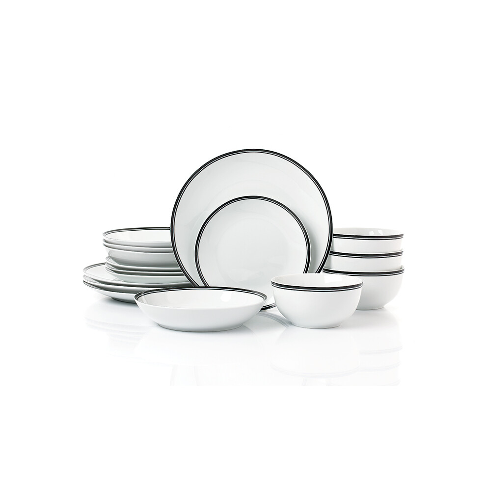 16pc St Ives Stripe Dinner Set  - Black