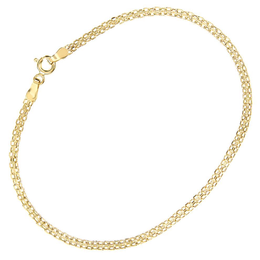 Jewelco London 9ct Yellow Gold Bismark Chain Bracelet 3mm 7.5 inch 19cm - BT1AXL801Y