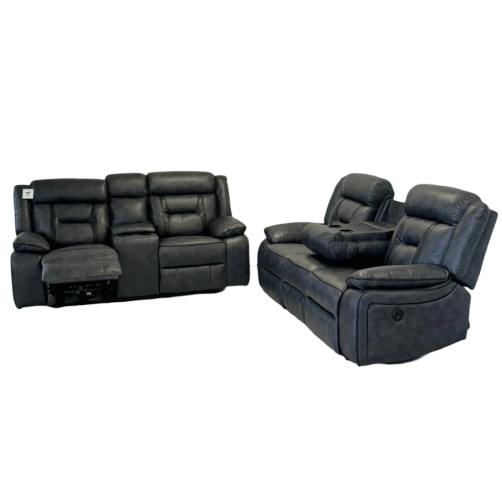 Nova Electric Recliner 3+2 Seater Sofa Set | Grey | USB | Cupholder