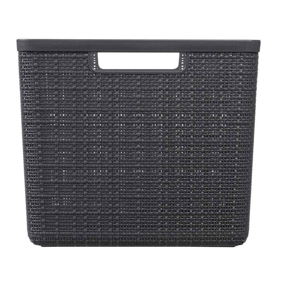 Jute Large Basket Grey Plastic Storage Organizer for Home Office Toys Clothes