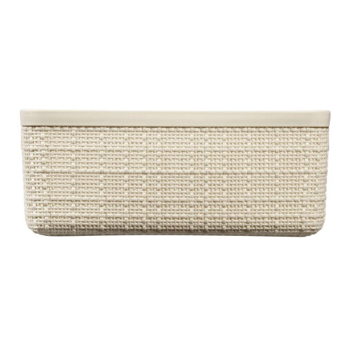 Jute Small Basket Off White Durable Plastic Compact Storage for Home Office Use