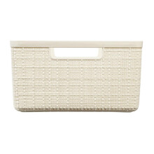 Jute Medium Basket Off White Durable Plastic Storage for Home Office and Pantry