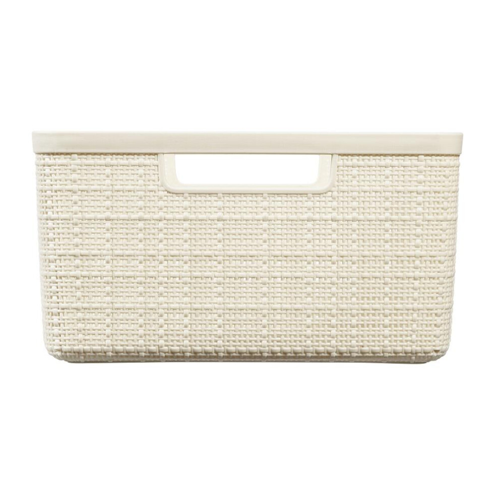 Jute Medium Basket Off White Durable Plastic Storage for Home Office and Pantry