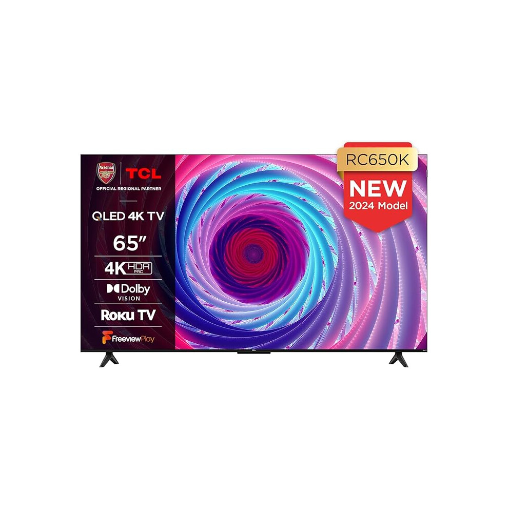 TCL 65RC650K 65-inch QLED Pro Television, 4K Ultra HD, Roku TV (Smart TV With Dolby Vision & Audio, HDR 10+, Compatible With Google Assistant & Alexa