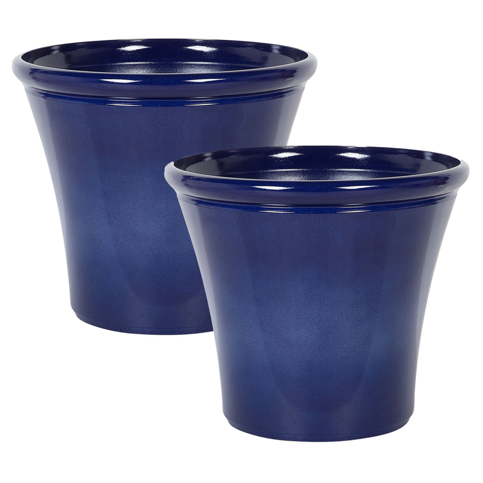 Set of 2 Plant Pots KOKKINO 50 cm Navy Blue