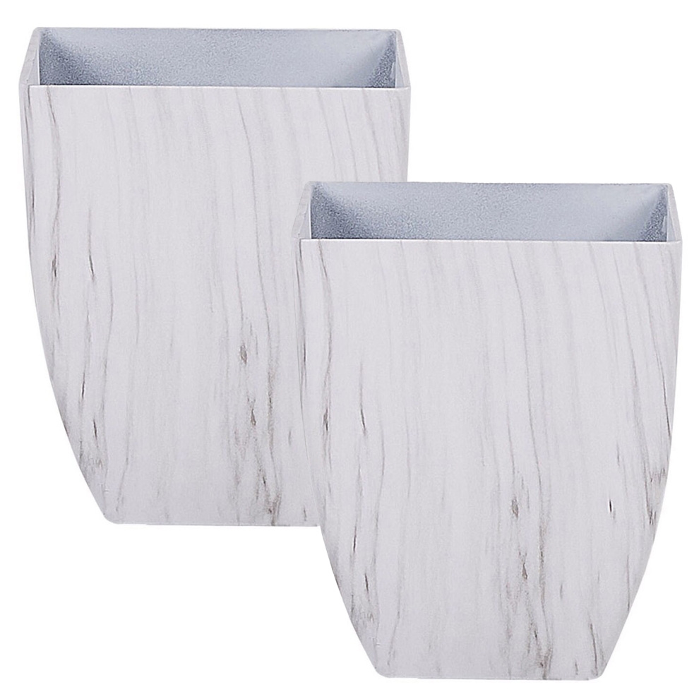 Set of 2 Plant Pots MIRO Stone 28 cm White